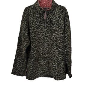 ❤️223 Live Oak Brand Charcoal/Cranberry Quarter Zip Fleece Pullover Sherpa